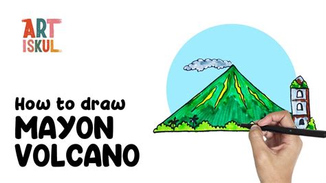 bulkang mayon drawing|how to draw Mayon Volcano .